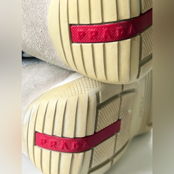 PRADA America’s Cup High-Top Sneakers Blue and Silver Men's Size 12 - Picture 13 of 16